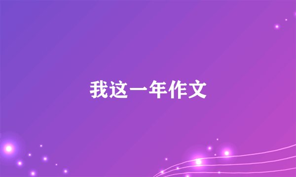 我这一年作文