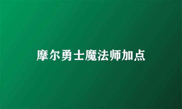 摩尔勇士魔法师加点