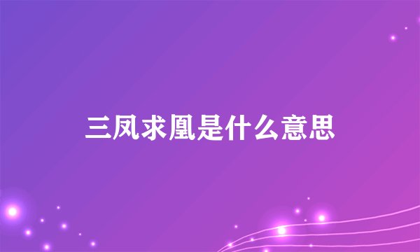 三凤求凰是什么意思
