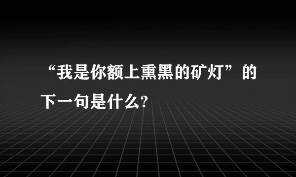 “我是你额上熏黑的矿灯”的下一句是什么?