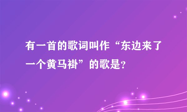 有一首的歌词叫作“东边来了一个黄马褂”的歌是？