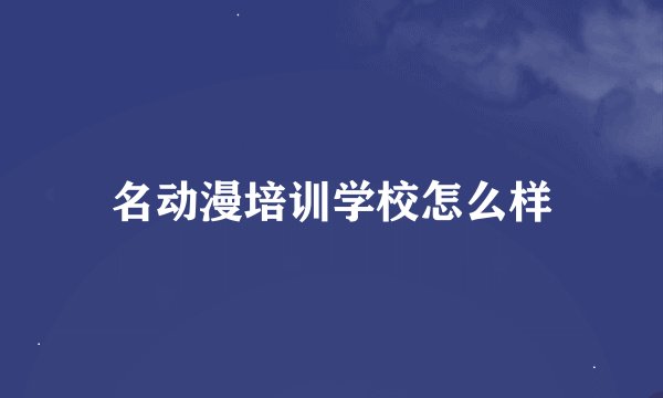 名动漫培训学校怎么样