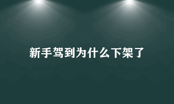 新手驾到为什么下架了