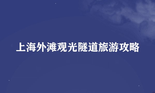 上海外滩观光隧道旅游攻略