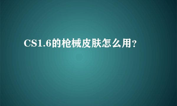 CS1.6的枪械皮肤怎么用？