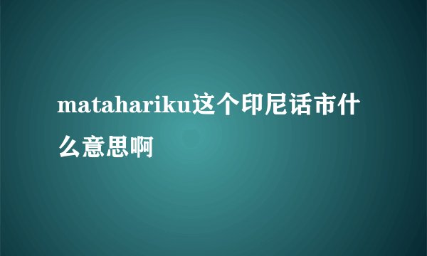 matahariku这个印尼话市什么意思啊