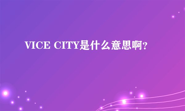 VICE CITY是什么意思啊？