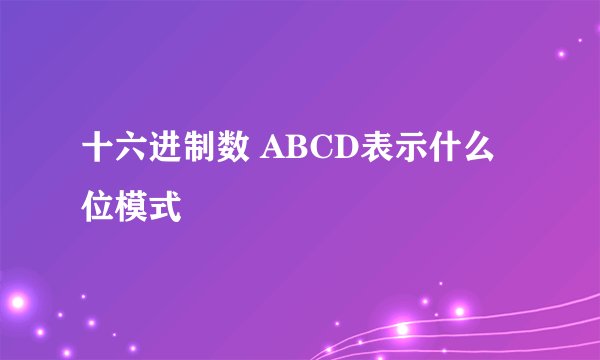十六进制数 ABCD表示什么位模式
