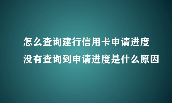 怎么查询建行信用卡申请进度没有查询到申请进度是什么原因