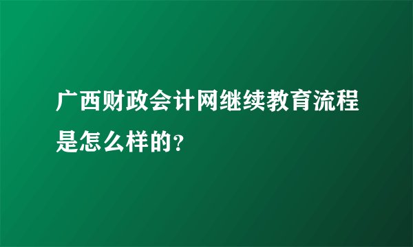 广西财政会计网继续教育流程是怎么样的？