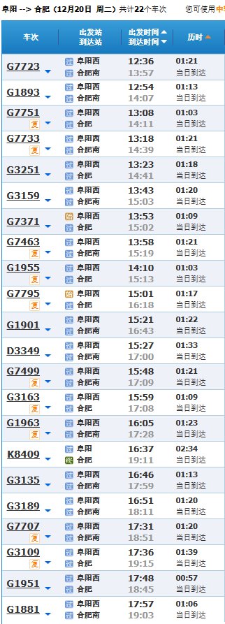 下午阜阳去合肥火车站几点有车?几点有车