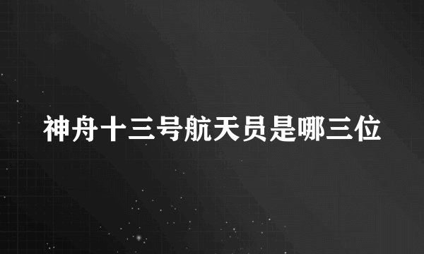 神舟十三号航天员是哪三位