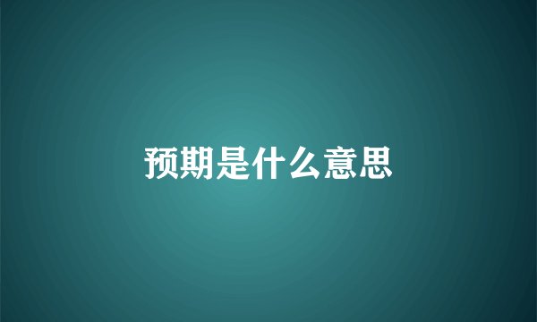 预期是什么意思