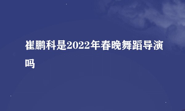 崔鹏科是2022年春晚舞蹈导演吗