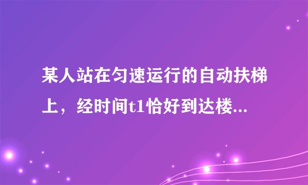 某人站在匀速运行的自动扶梯上，经时间t1恰好到达楼上．若自动扶梯停止运动，此人沿梯上行，则需经时间t2