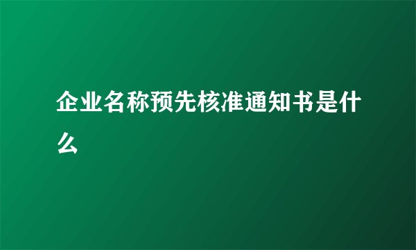 企业名称预先核准通知书是什么