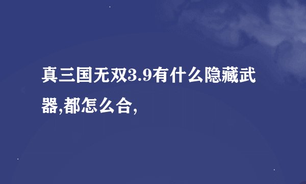真三国无双3.9有什么隐藏武器,都怎么合,