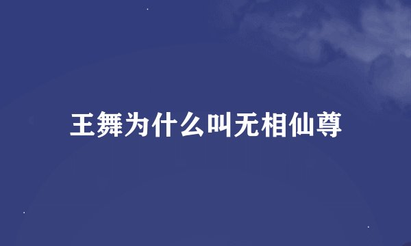 王舞为什么叫无相仙尊