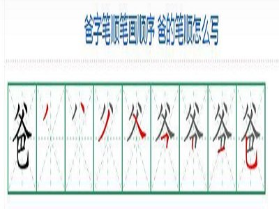 爸爸的笔顺笔画顺序