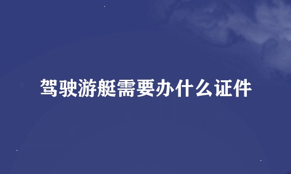驾驶游艇需要办什么证件