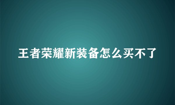 王者荣耀新装备怎么买不了