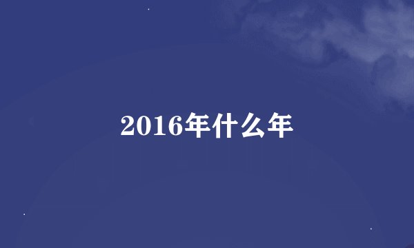 2016年什么年