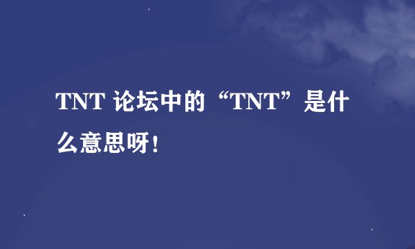 TNT 论坛中的“TNT”是什么意思呀！ 