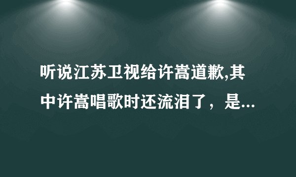 听说江苏卫视给许嵩道歉,其中许嵩唱歌时还流泪了，是真的吗？到底是怎么一回事，谁是HOLD姐？