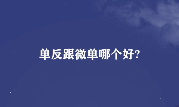 单反跟微单哪个好?