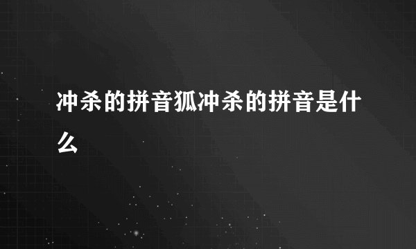 冲杀的拼音狐冲杀的拼音是什么