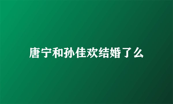 唐宁和孙佳欢结婚了么