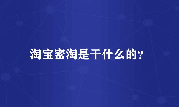 淘宝密淘是干什么的？