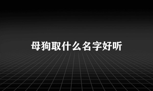 母狗取什么名字好听