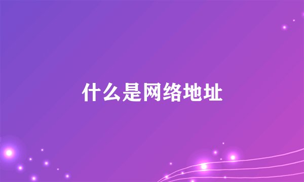 什么是网络地址