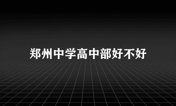 郑州中学高中部好不好
