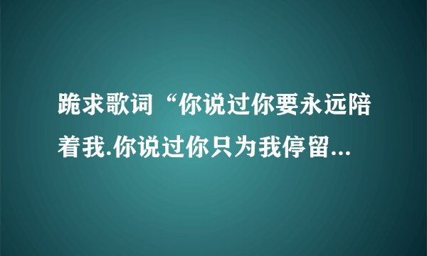 跪求歌词“你说过你要永远陪着我.你说过你只为我停留.你说过永远不分手.到最后还是离开我”是什么歌