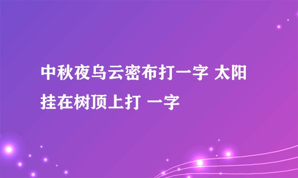 中秋夜乌云密布打一字 太阳挂在树顶上打 一字