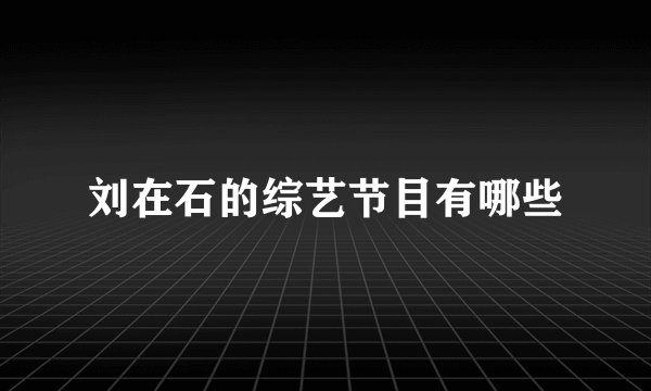 刘在石的综艺节目有哪些