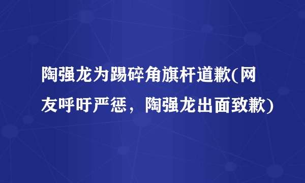 陶强龙为踢碎角旗杆道歉(网友呼吁严惩，陶强龙出面致歉)