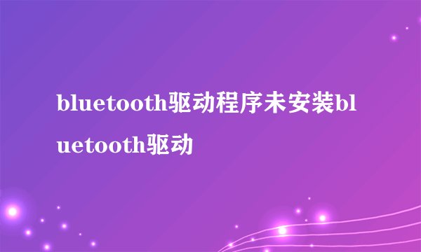 bluetooth驱动程序未安装bluetooth驱动