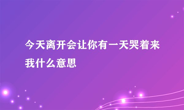 今天离开会让你有一天哭着来我什么意思