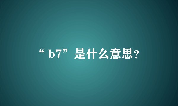 “ b7”是什么意思？