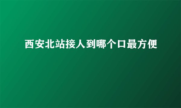 西安北站接人到哪个口最方便