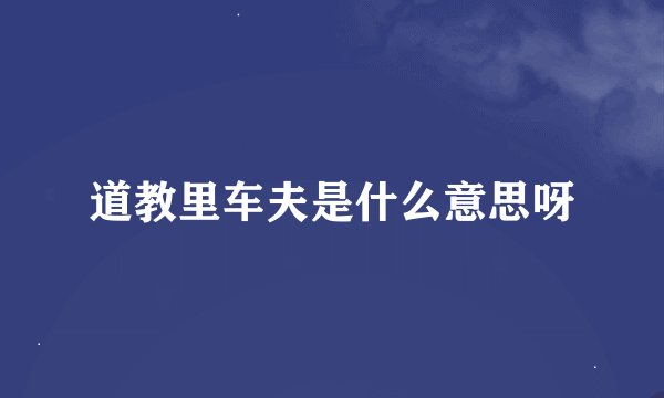 道教里车夫是什么意思呀