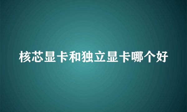 核芯显卡和独立显卡哪个好