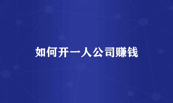 如何开一人公司赚钱