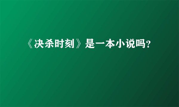 《决杀时刻》是一本小说吗？