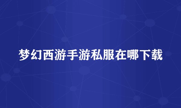 梦幻西游手游私服在哪下载