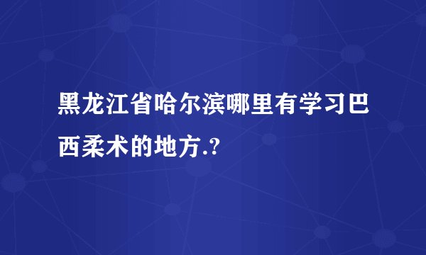 黑龙江省哈尔滨哪里有学习巴西柔术的地方.?