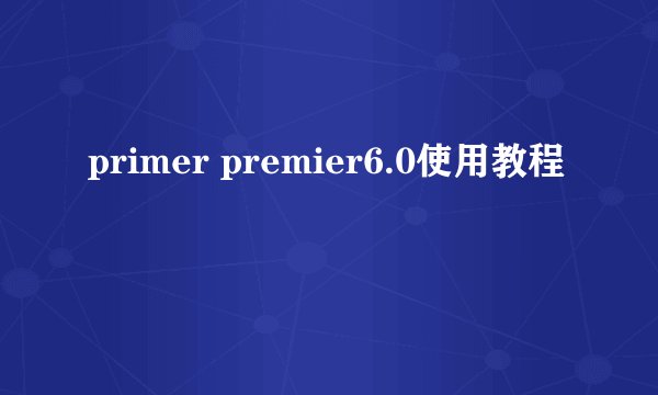 primer premier6.0使用教程